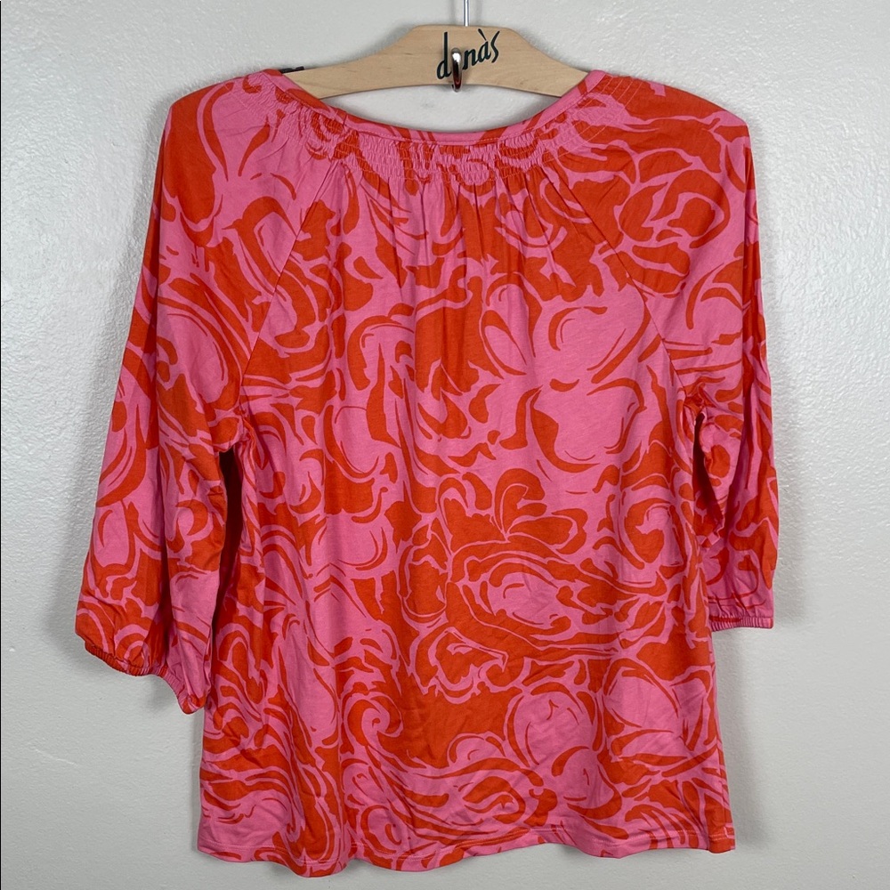 Christopher & Banks Petite Medium Pink and Orange Floral Blouse. NWOT - Picture 4 of 5